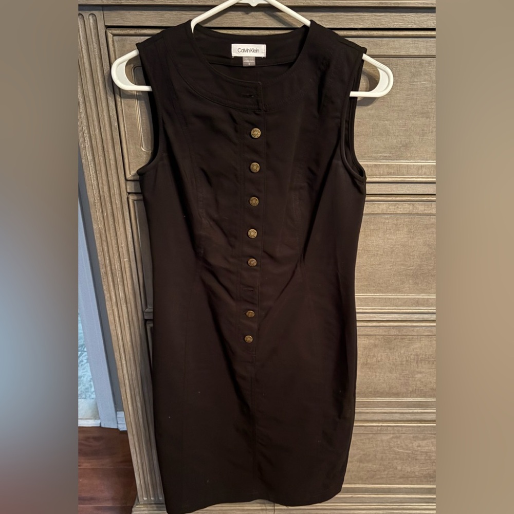 Calvin Klein Black Button-Front Mini Dress